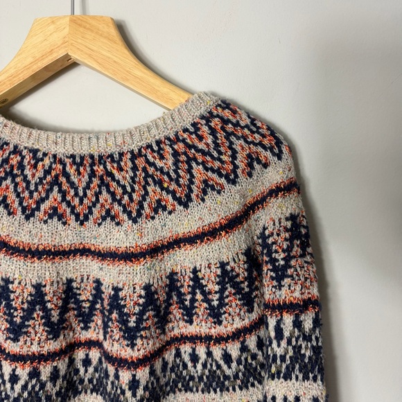 Anthropologie Sleeping on Snow Fair Isle Sweater Cape Poncho Medium Large M - Picture 11 of 12